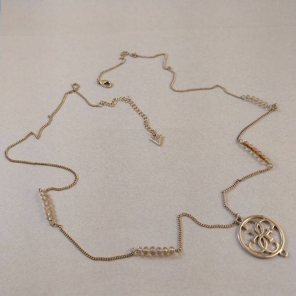 Guess Jewelry - Guess Gold and Crystal Pendant Necklace